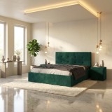 Pat Tapitat Elys Verde Catifea Premium Cu Noptiere Tapitate Transport oriunde &icirc;n Rom&acirc;nia