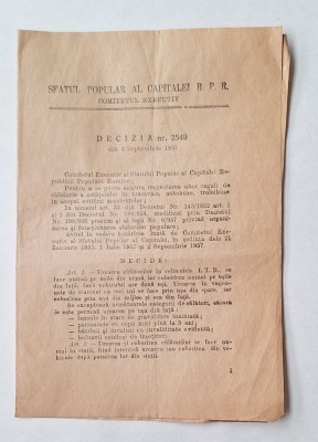 Decizia nr. 2549 &amp;mdash; Sfatul Popular al Capitalei, I.T.B. București 1957 &amp;mdash; reguli urcare/cobor&amp;acirc;re foto