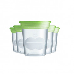 Set 5 recipiente pentru stocarea laptelui si a hranei 120 ml MAM 285004, Transparent foto