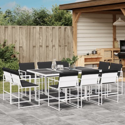 vidaXL Set mobilier de grădină, 11 piese, cu perne, alb, textilenă 3295109 foto