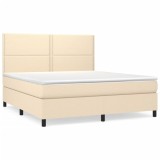 Cumpara ieftin Pat continental cu saltea, crem, 180x200 cm, textil