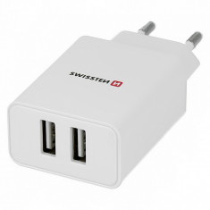 Incarcator Retea USB Swissten Travel Smart IC, 2.1A, 2 X USB, Alb