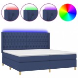 Cumpara ieftin Pat cu arcuri, saltea si LED, albastru, 200x200 cm, textil