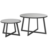 Outsunny Set 2 Măsuțe de Grădină cu Blat din Sticlă Securizată, &Oslash;70x45 cm, Gri | Aosom Romania