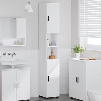 vidaXL Dulap de baie &amp;icirc;nalt cu ușă Alb 30 x 35 x 192 cm Lemn compozit 883334 foto