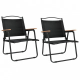 Cumpara ieftin Scaune de camping, 2 buc., negru, 54x55x78 cm, tesatura Oxford