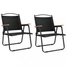 Scaune de camping, 2 buc., negru, 54x55x78 cm, tesatura Oxford