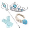 Set Accesorii Printesa Elsa Frozen, IdeallStore&reg;, 4 piese: Coroniță, Baghetă, Coadă, Mănuși, 3-12 ani