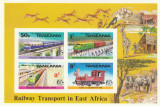 Tanzania (cinderellas)1976-Transporturi,Trenuri,bloc de 4 ned.Col.01, Nestampilat