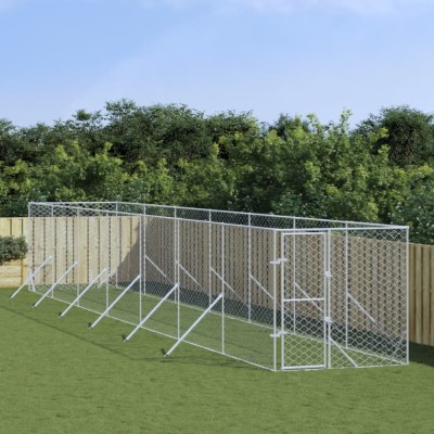 Padoc de exterior pentru c&amp;acirc;ini argintiu 2x14x2m oțel galvanizat foto