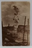 MORENI , PRAHOVA , SONDA INCENDIATA , FOTOGRAF ST. OLTEANU , CAMPINA , FORMAT CARTE POSTALA , 1919