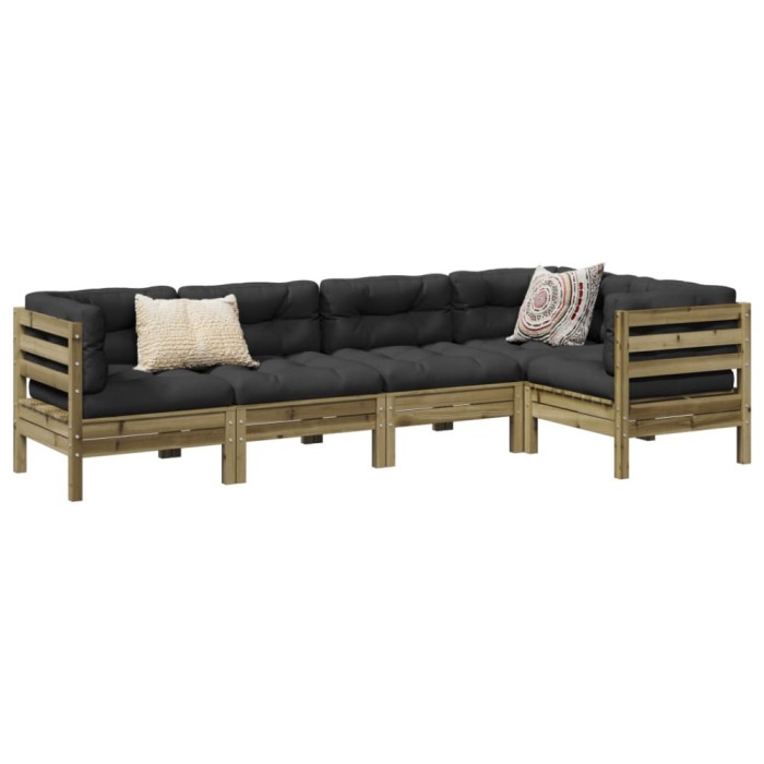 vidaXL Set mobilier de grădină cu perne, 5 piese, lemn de pin tratat 3299440