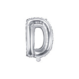 Balon Folie Litera D Argintiu, 35 cm, Partydeco