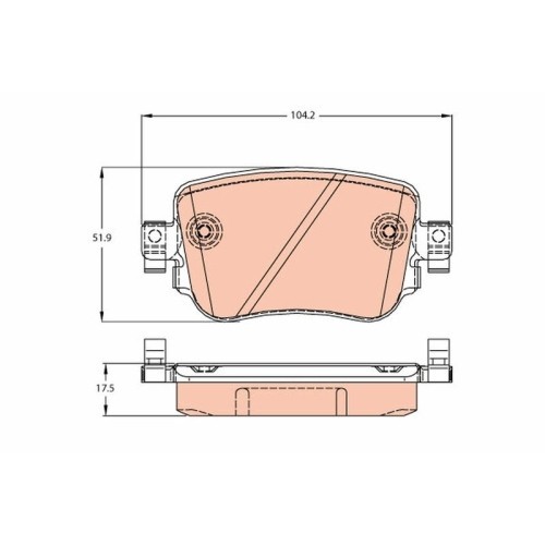 Set placute frana spate TRW Audi A1 (8X) Q3 2011-2018; Seat Alhambra 2010- Leon (5F) 2012- Leon SC Leon ST Skoda Octavia III (5E) 2012-; VW Caddy 201
