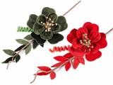 Set 2 Anemone Craciun catifea verde rosie 42 H