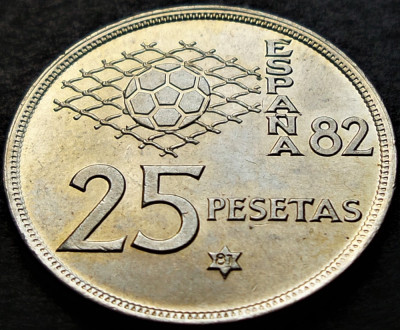 Moneda 25 PESETAS - SPANIA, anul 1981 (1980 / CM FOTBAL 82) *cod 470 - A.UNC foto