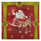 șervețele de Masă Crăciun, Model Moș Crăciun și Cerb, Multicolor, 33x33cm, Set 50buc, 2 Straturi