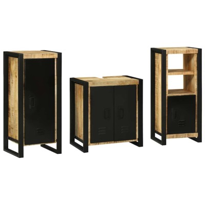 vidaXL Set de mobilier pentru baie 3 pcs Maro Lemn de mango solid 3305630 foto