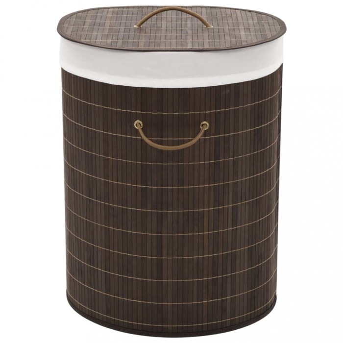 Gossi cos de rufe din bambus, oval, maro inchis