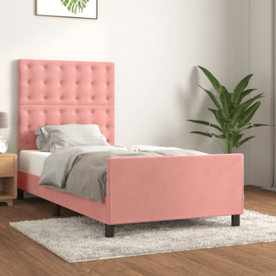 Cadru de pat cu tablie, roz, 80x200 cm, catifea GartenMobel Dekor foto