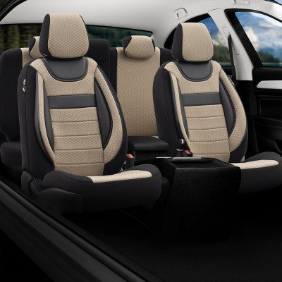 Set huse scaune piele si textil Ford Focus III 2011-2018 Dynamic Bej foto