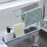 Suport Organizator Chiuvetă, Model Extensibil, Dimensiuni 36-50x8.5x27 cm, Culoare Gri, Material Plastic, Oem