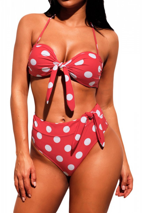 SW1781-232 Costum de baie in 2 piese model retro cu bulinute