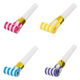 Set Suflători Party, Multicolor, 12 Bucăți, Dungi Roșii/Bleu/Mov/Galbene