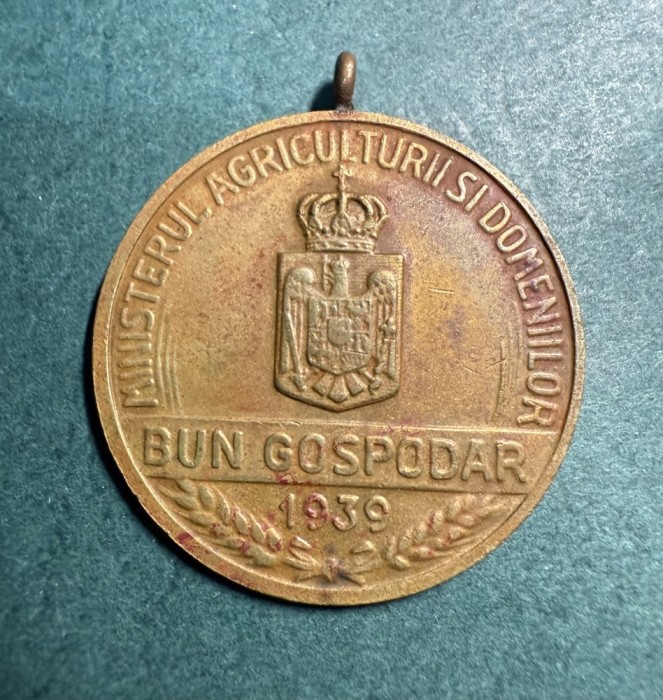 Medalie Carol 2 Ministerul Agriculturii si Domeniilor Bun Gospodar 1939