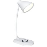 Lampa de birou, cu incarcator pentru telefon wireless, brat reglabil, cu 3 nivele de iluminare, cu suport antialunecare, prevazuta cu buton de tip tou