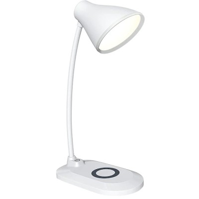 Lampa de birou, cu incarcator pentru telefon wireless, brat reglabil, cu 3 nivele de iluminare, cu suport antialunecare, prevazuta cu buton de tip tou foto