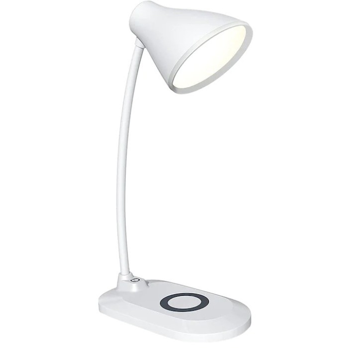 Lampa de birou, cu incarcator pentru telefon wireless, brat reglabil, cu 3 nivele de iluminare, cu suport antialunecare, prevazuta cu buton de tip tou