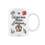 Cana alba personalizata &quot;Cel mai bun Medic Veterinar&quot;, INOVATIX&reg;. 330ml