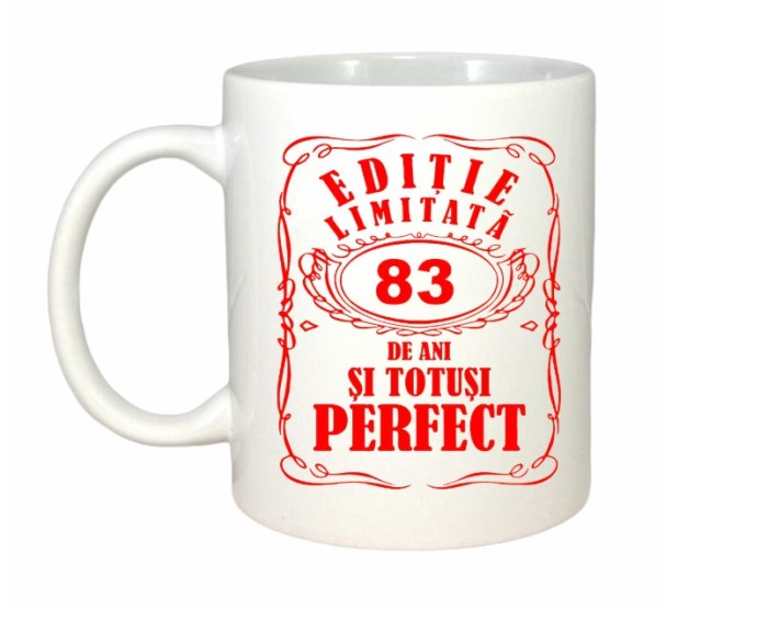 Cana alba personalizata, Editie Limitata 83 ani, INOVATIX&reg;. 330ml