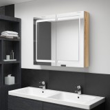 vidaXL Dulap de baie cu oglindă și LED, alb și stejar, 80x12x68 cm 326516
