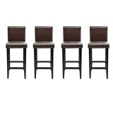 Cumpara ieftin Scaune de bar, 4 buc., maro inchis, piele ecologica