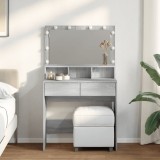 VidaXL Masă de toaletă cu LED, gri sonoma, 80x41x134,5 cm