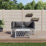 VidaXL Set mobilier de grădină, 3 piese, cu perne, alb, oțel 3186814