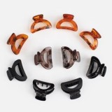 Clame de păr semicirculare, 10 buc, 2,5 cm, transparent/maro/negru, CMCLASS
