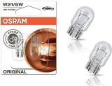 Set 10 Becuri Auto OSRAM 12V W21/5W, Semnalizare, Frana, Pozitie, Soclu W3x16q, Original