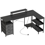 HOMCOM Birou &icirc;n formă de L, birou colțar reversibil cu sertare și rafturi, 170 cm, Negru | Aosom Romania