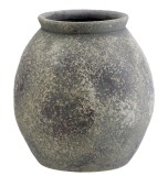 Cumpara ieftin Vaza flori teracota neagra bej 21,5 x 22,5 cm