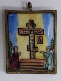 Rastignirea lui Iisus, Icoana de colatorie pictata pe email, Rusia, Secol XIX