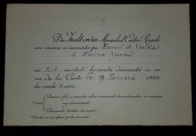 Invitatie la Serata Dansanta - 29 Ianuarie 1904 foto