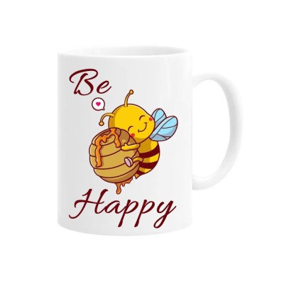 Cana alba personalizata be happy - albina, INOVATIX&amp;reg;. 330 ml foto