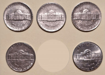 5 centi SUA - 1983 P, 1992 P, 1994 D, 2000 D, 2017 P foto
