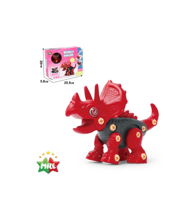 Set de constructie dinozaur, Merry Triceratops, 30 de piese
