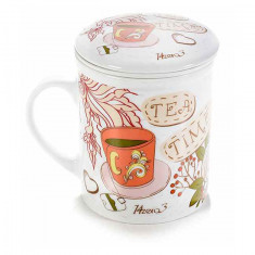 Cana cu capac si infuzor din portelan Tea Time ? 8 cm x 10.5 h 290 ml Elegant DecoLux foto