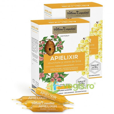 Apielixir Imunitate si Stare de Bine cu Miere, Laptisor de matca, Polen si Propolis 20 fiole +10 fiole x 10ml foto