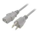 Cablu alimentare 3x18AWG IEC C13 mamă NEMA 5-15, 3m, 10A, gri